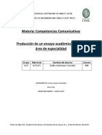 Producción de Un Ensayo Académico Sobre Su Área de Especialidad