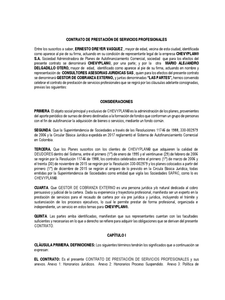 Contrato Prestacion Servicios Profesionales | PDF | Póliza de seguros |  Derecho laboral