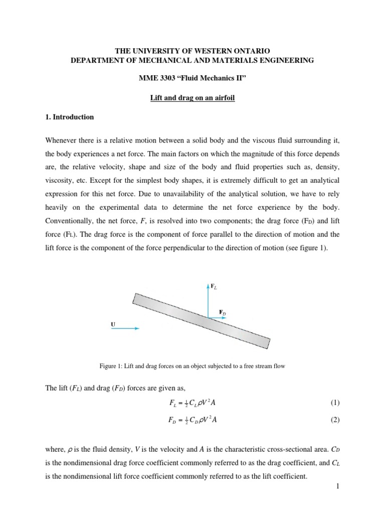 Lift and Drag Analysis of Airfoils | PDF | Lift (Force) | Drag (Physics)
