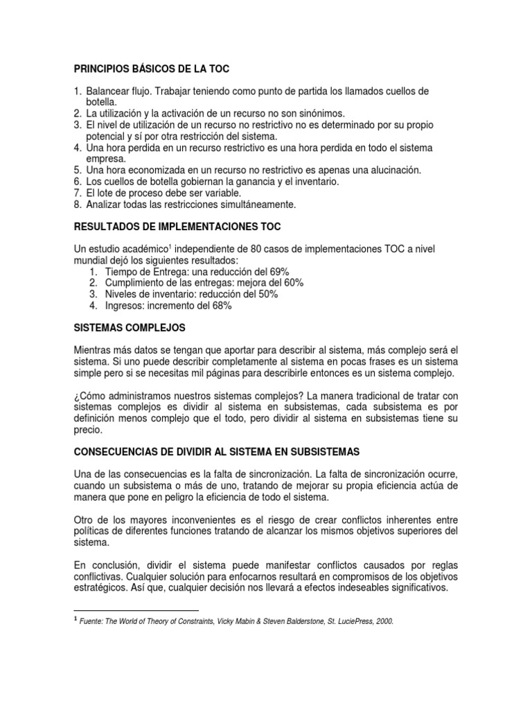 Parte 2 - Principios Básicos de La Toc | PDF