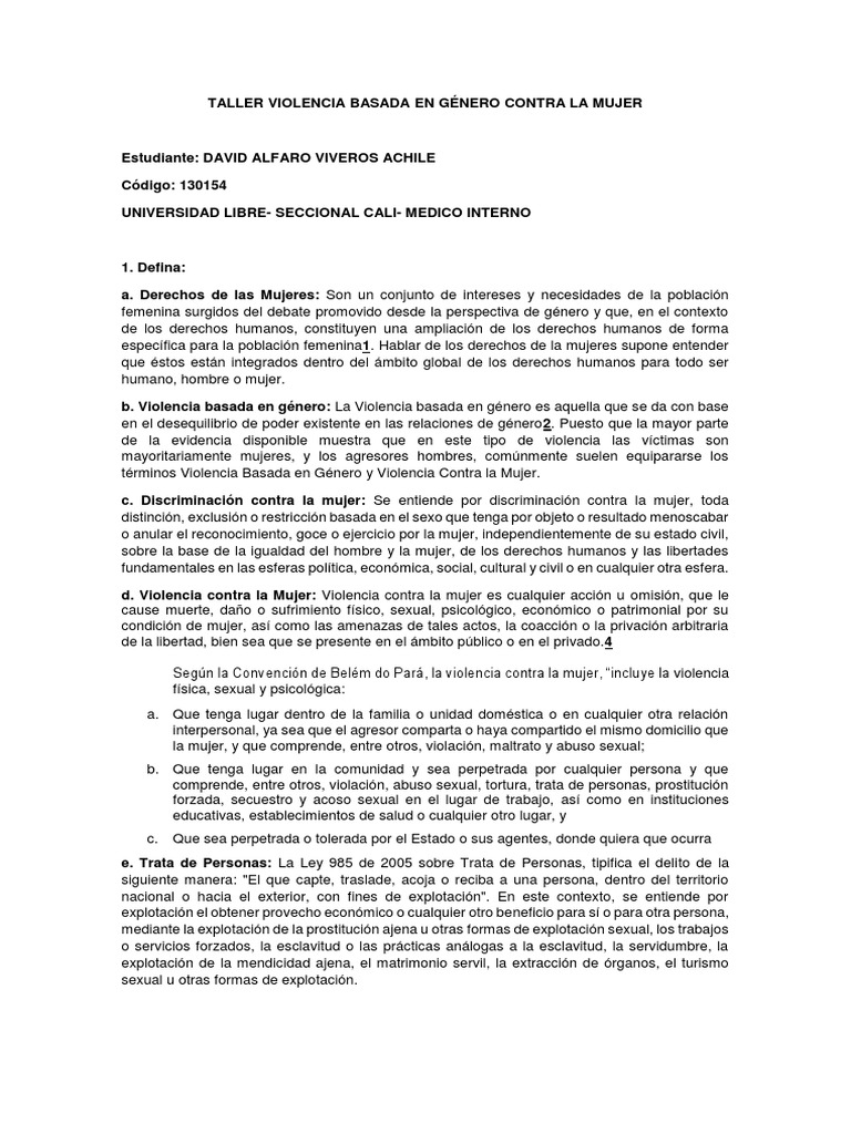 Taller Violencia Basada en Género Contra La Mujer David Viveros | PDF ...