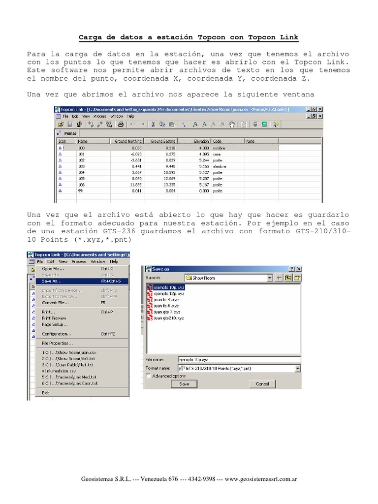 Carga de datos a estaci n topcon con topcon link en 3 pasos pdf