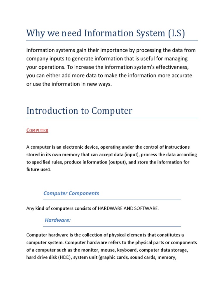 Importance of Information Systems Explained | PDF