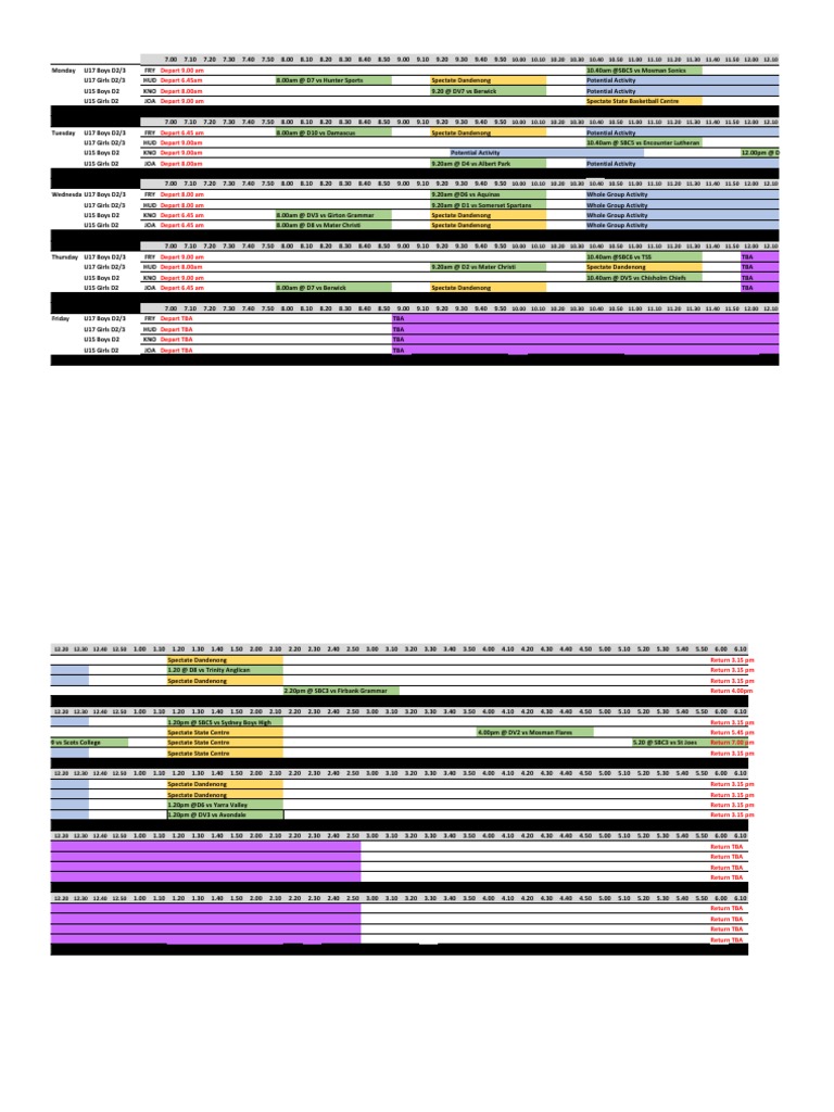 ASC Weekly Schedule 2019
