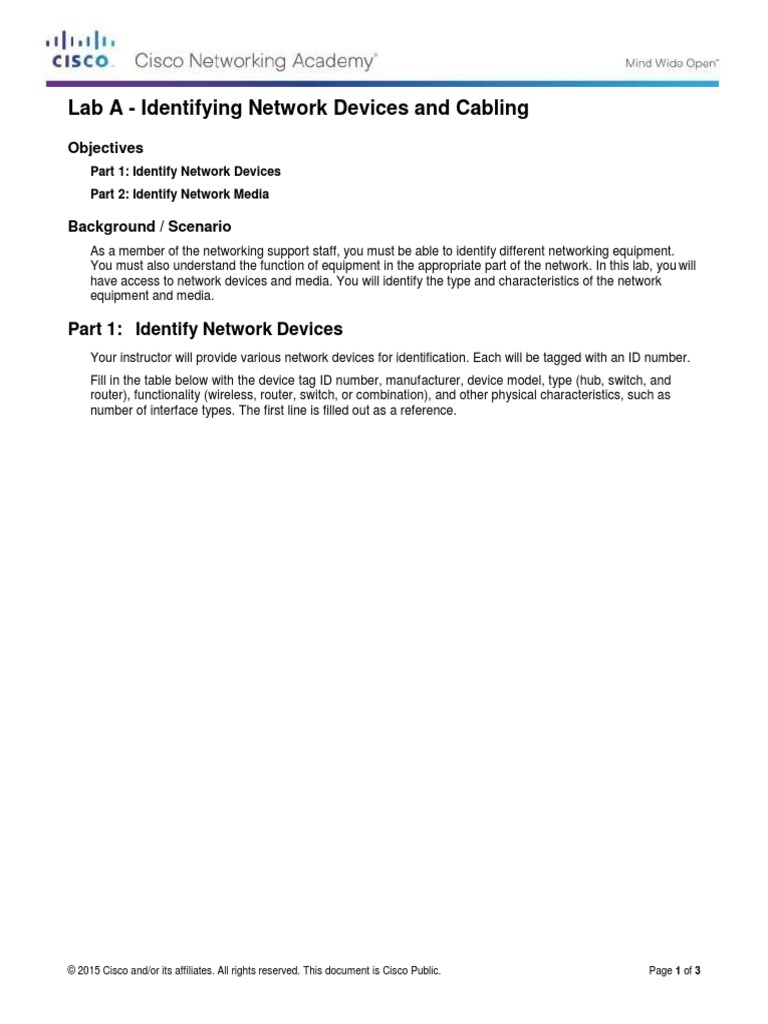 4 1 2 4 Lab Identifying Network Devices And Cabling Pdf Wi Fi