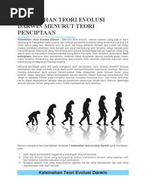 Kelemahan Teori Evolusi Darwin Menurut Teori Penciptaan Pdf