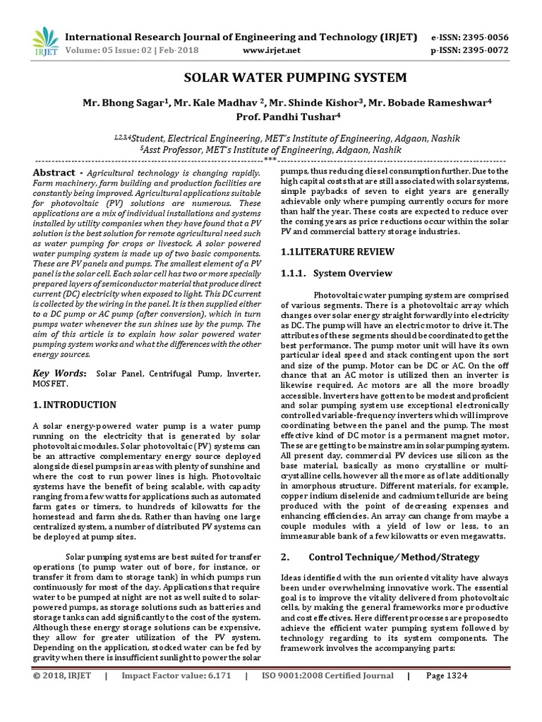 Solar Water Pumping System PDF | PDF | Photovoltaics | Solar Power
