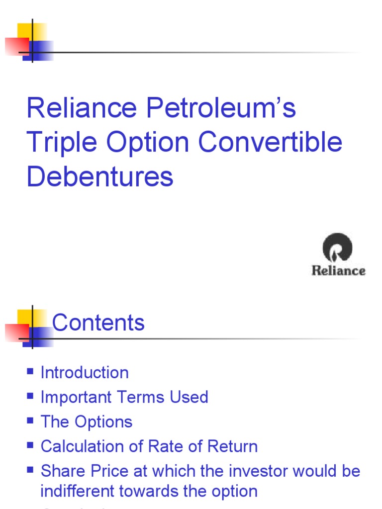 Reliance Petroleum's Triple Option Convertible Debentures PDF