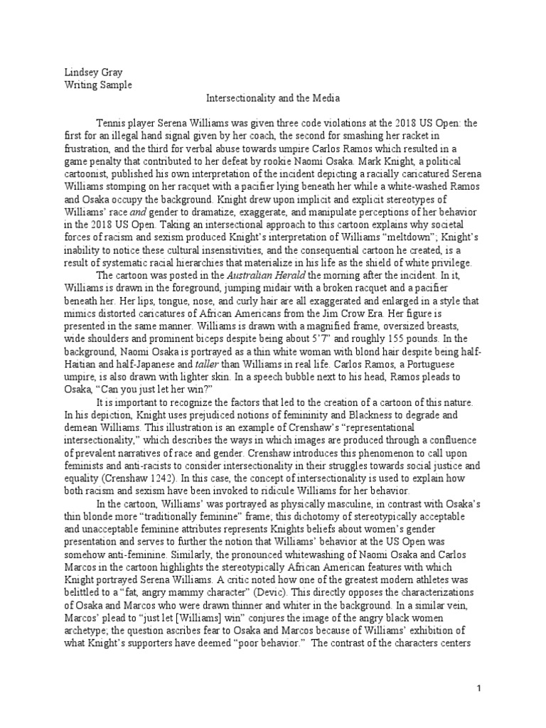 Intersectionality in Serena Williams Cartoon | PDF | Intersectionality ...