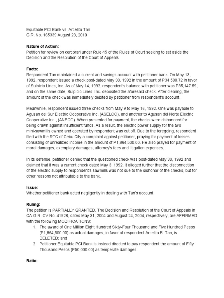 Equitable PCI Vs Tan | PDF | Lawsuit | Government