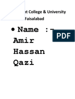 Gourment College & University Faisalabad: Name:-Amir Hassan Qazi