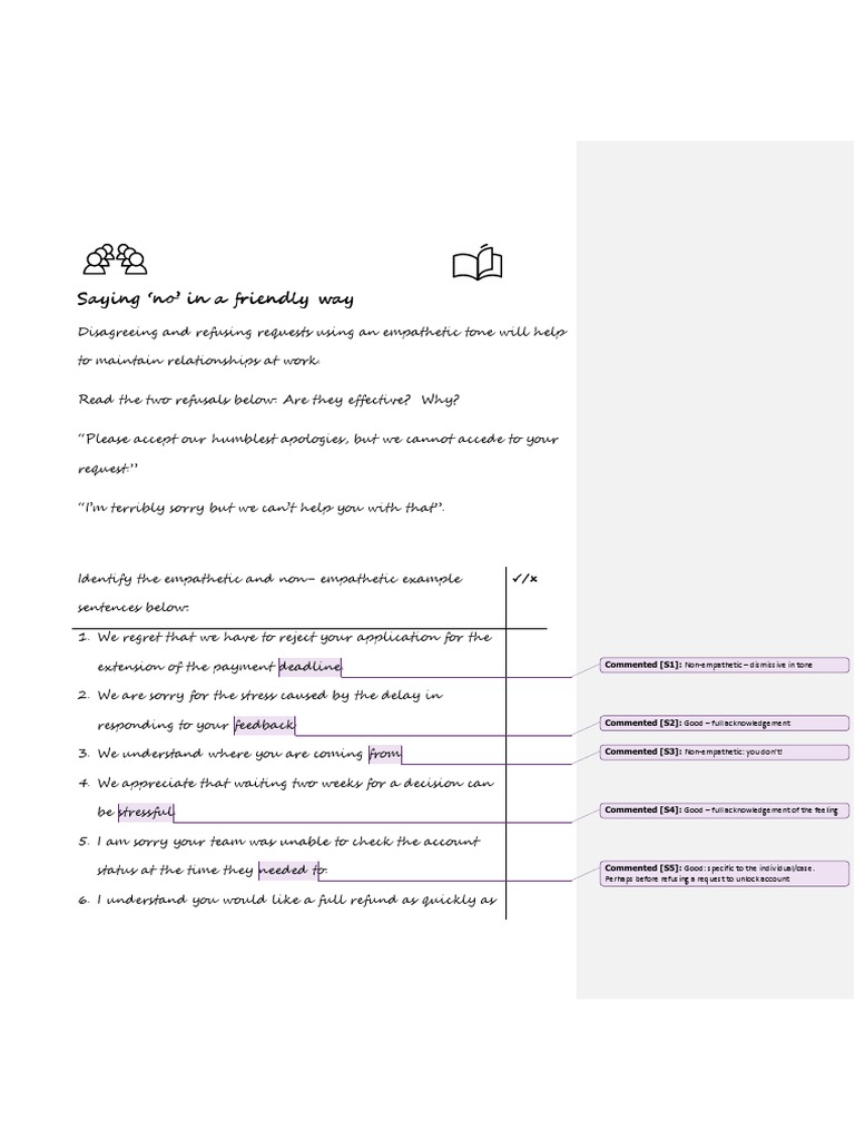 Empathetic Refusal Techniques at Work | PDF | Empathy | Psychological ...