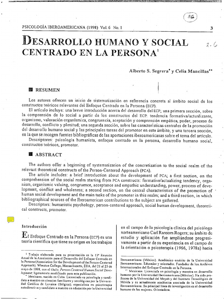 Desarrollo Humano Social Centrado en La Persona | PDF