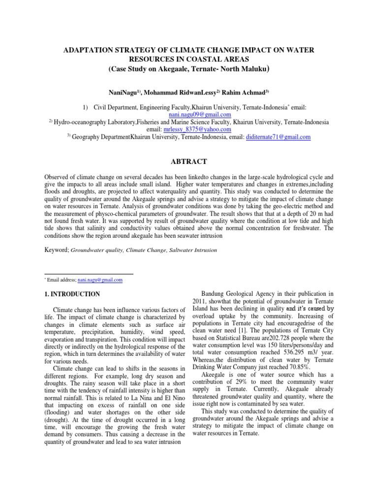 Adaptation Strategy of Climate Change Impact On Water Resources in ...