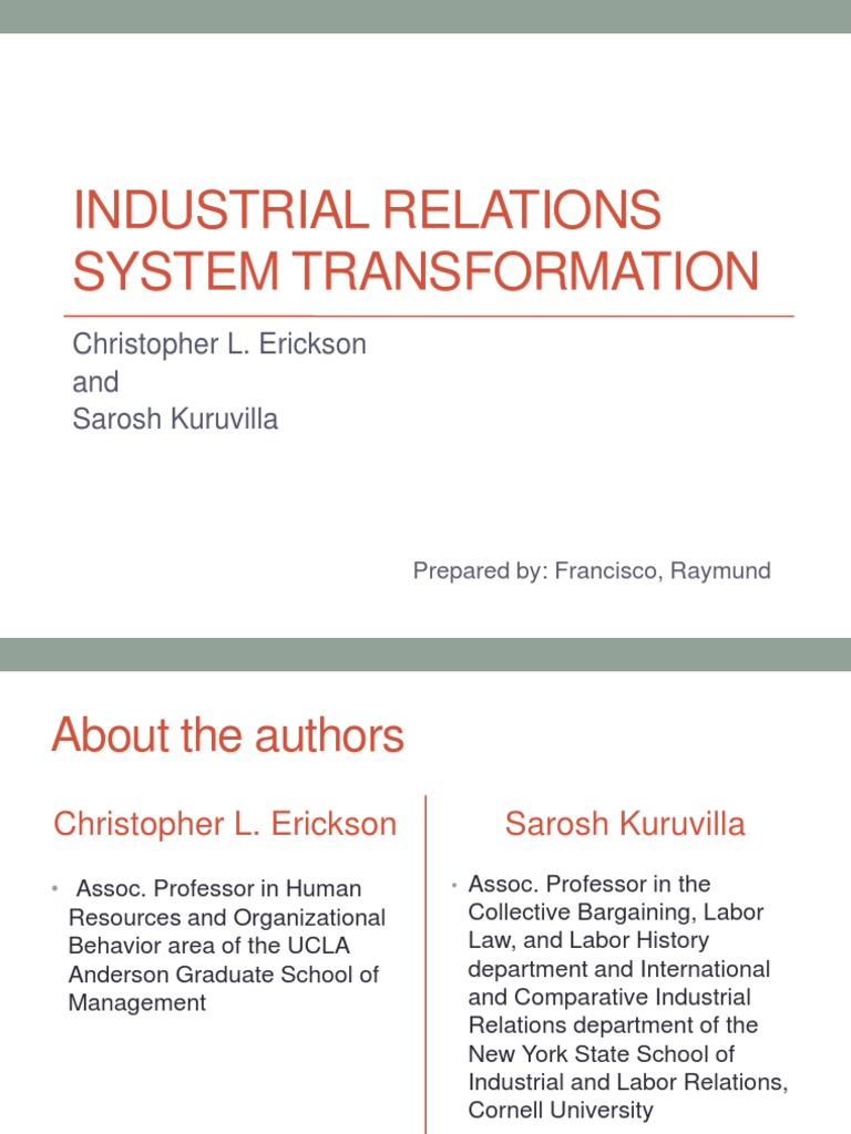 Industrial Relations System Change Analysis | PDF | Trade Union ...