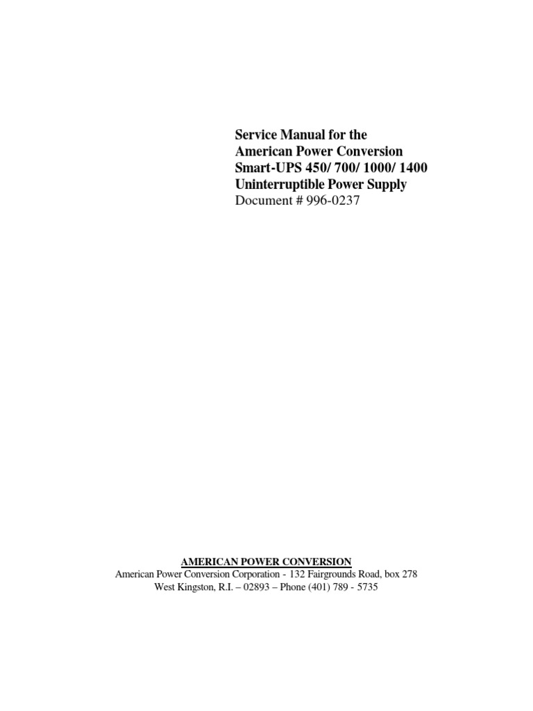 APC SMART UPS 1000 SERVICE MANUAL PDF intelligence overview