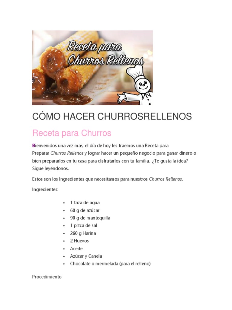 Churros Rellenos | PDF | Alimentos | Cocina