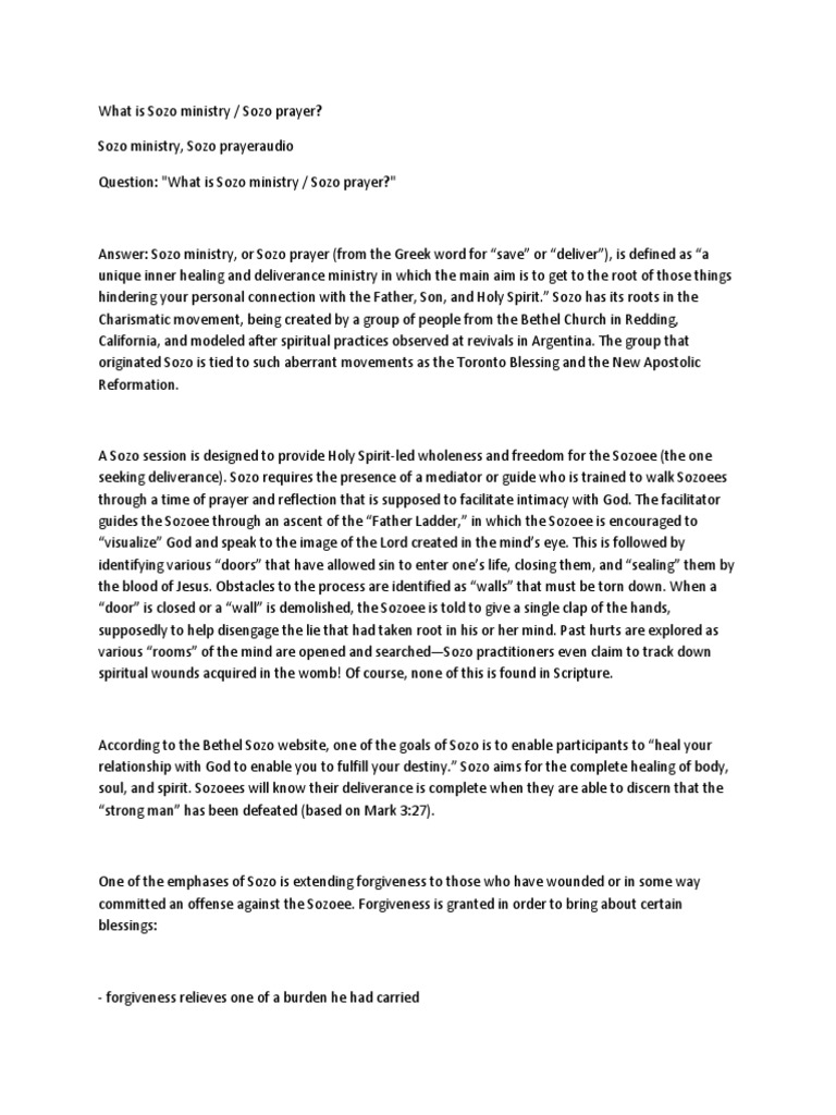 What Is Sozo Ministry Sozo Prayer Pdf Forgiveness Prayer