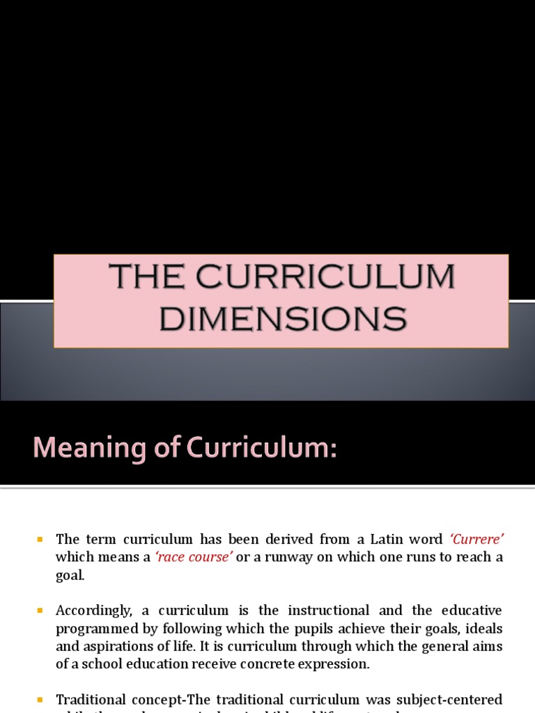 The Curriculum Dimensions PDF Curriculum Teachers