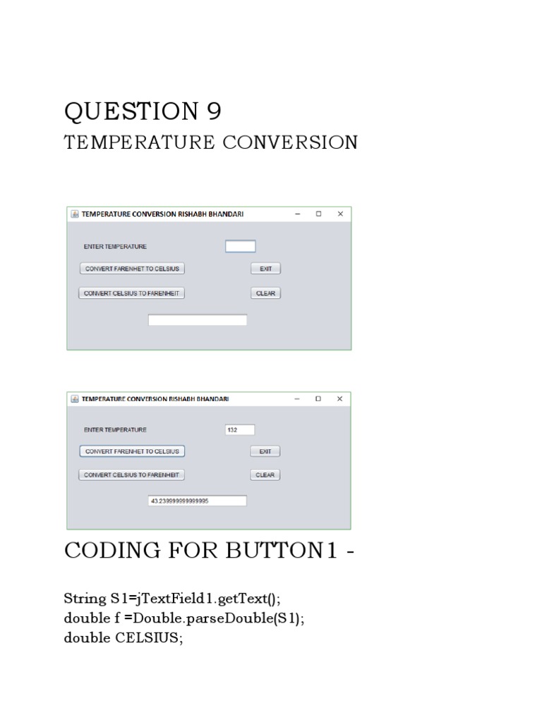 Temperature Conversion Code Example | PDF