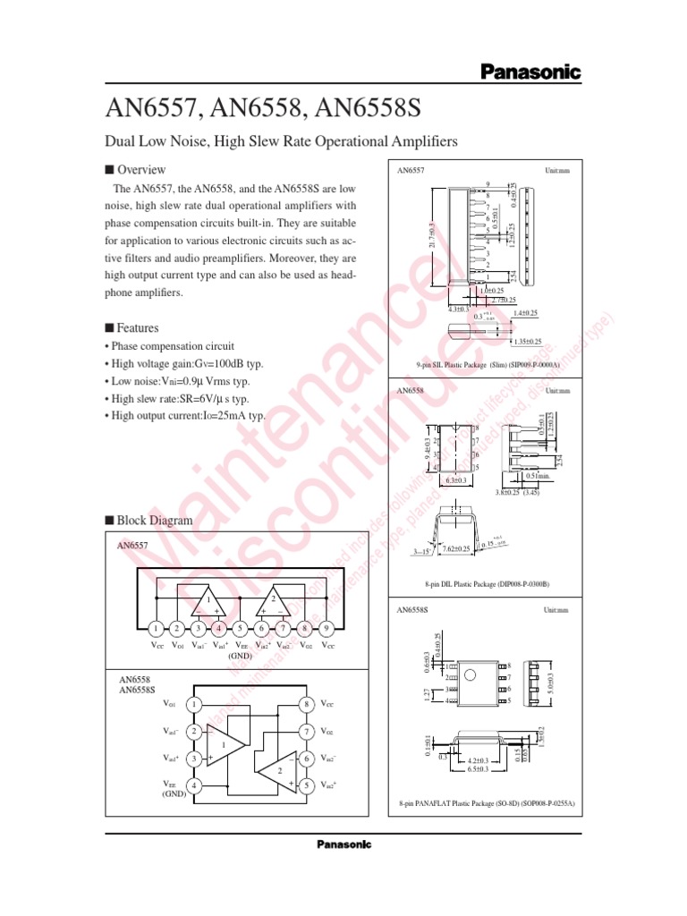 Maintenance/ Discontinued: AN6557, AN6558, AN6558S | PDF | Amplifier ...