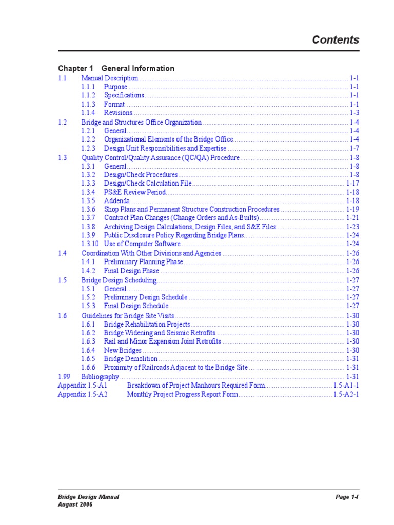 WashDOT Bridge Design Manual - CH 1 | PDF | Specification (Technical ...