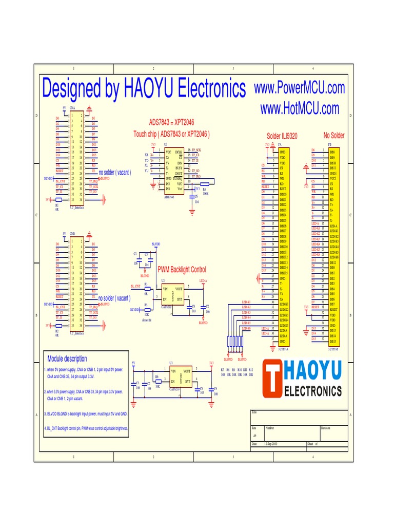 HY32D LCD Module Schematic | PDF | Electronics | Electrical Engineering