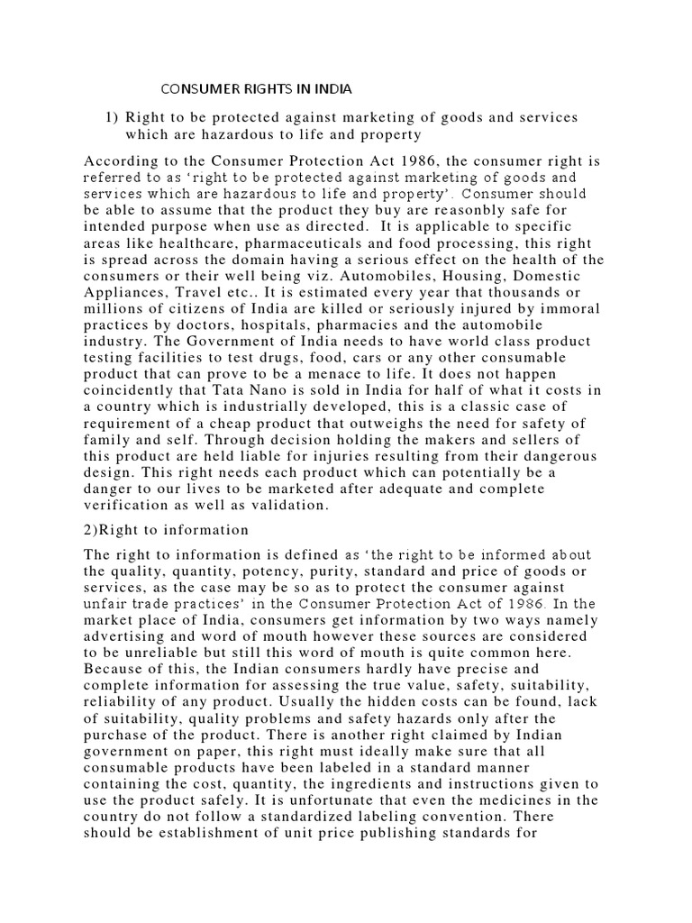 Overview of Consumer Rights in India | PDF | Prices | Economies