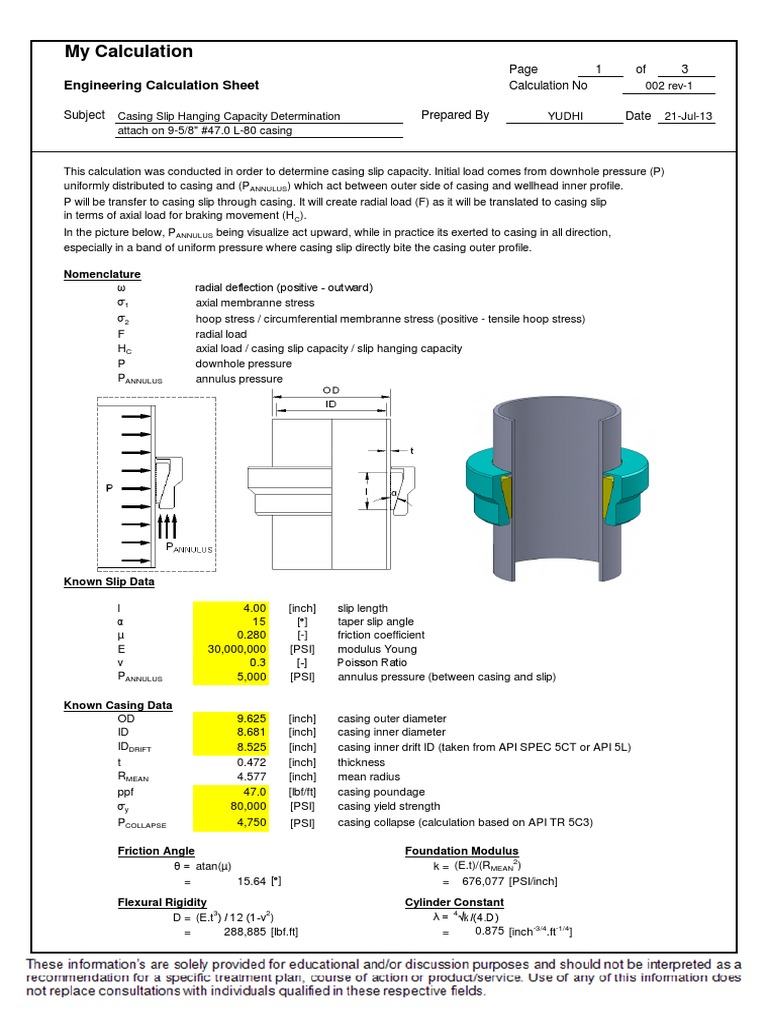 Casing Hanger Calculation PDF PDF Casing (Borehole) Plasticity