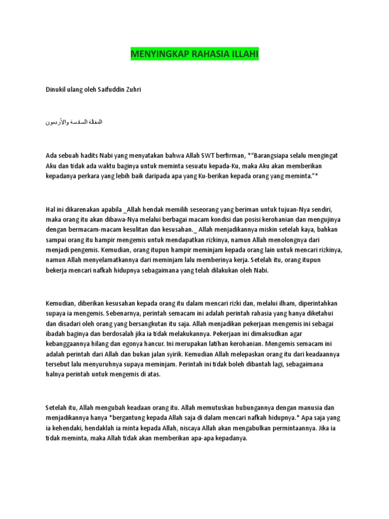 Menyingkap Rahasia Illahi