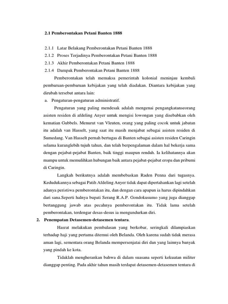 Pemberontakan Petani Banten 1888: Dampak dan Kebijakan | PDF | Sejarah