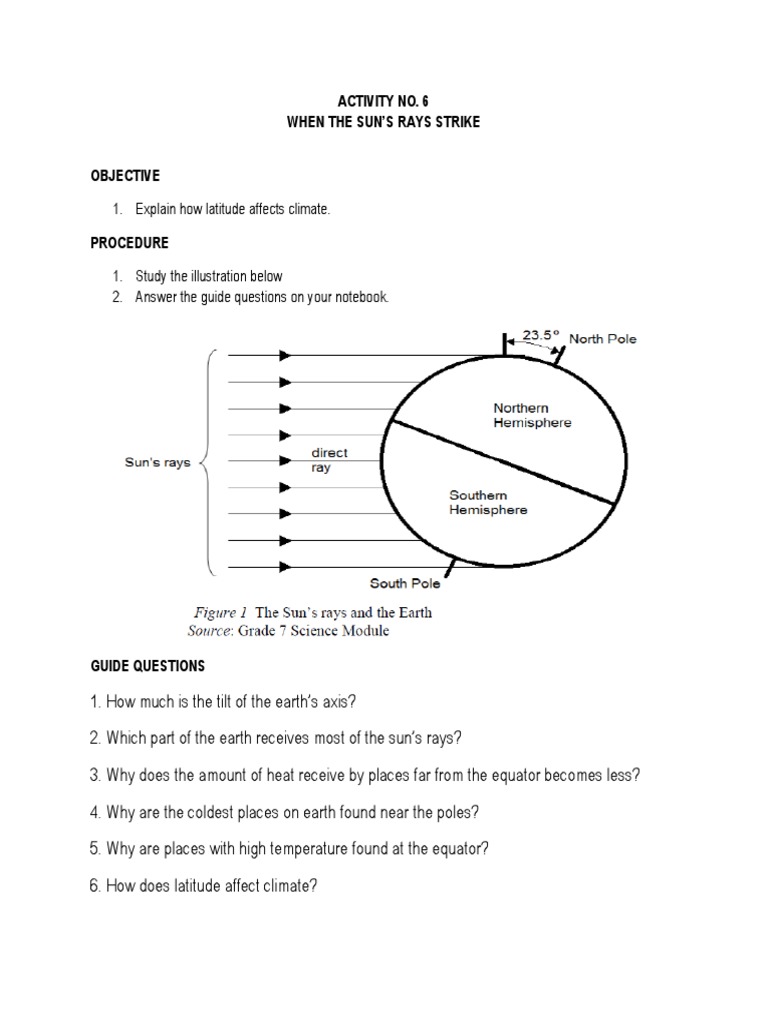 Activity No. 6 When The Suns Rays Strike | PDF