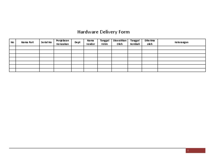 Hardware Delivery Form | PDF