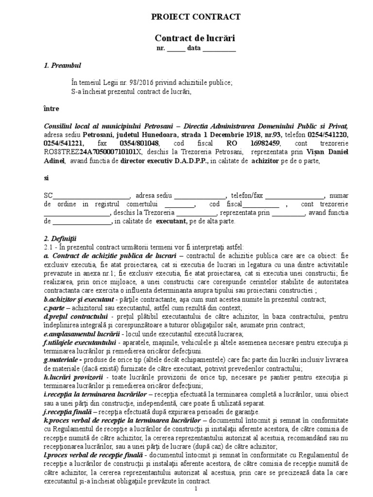 Model Contract Vanzare Automobil