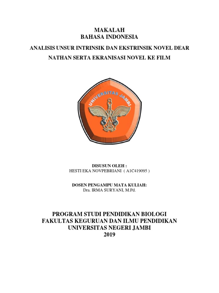 Makalah Analisis Perbedaan Unsur Instrinsik Dan Ekstrinsik Novel Dan Film Dear Nathan 1