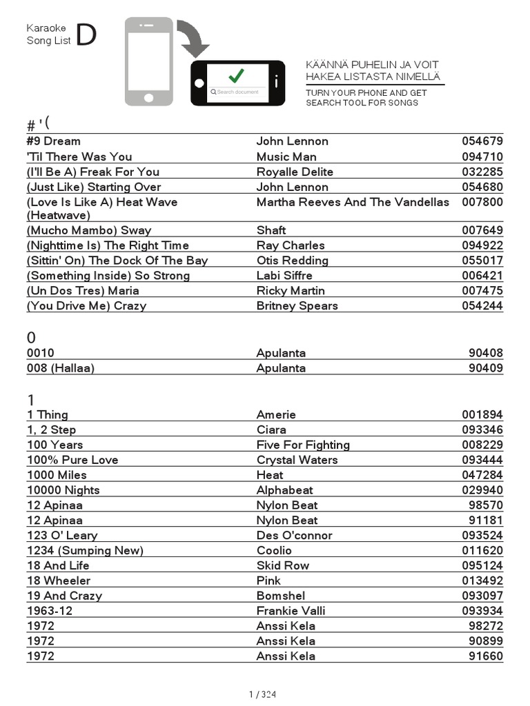 Karaoke Song List D | PDF | Musical Groups | Musicians