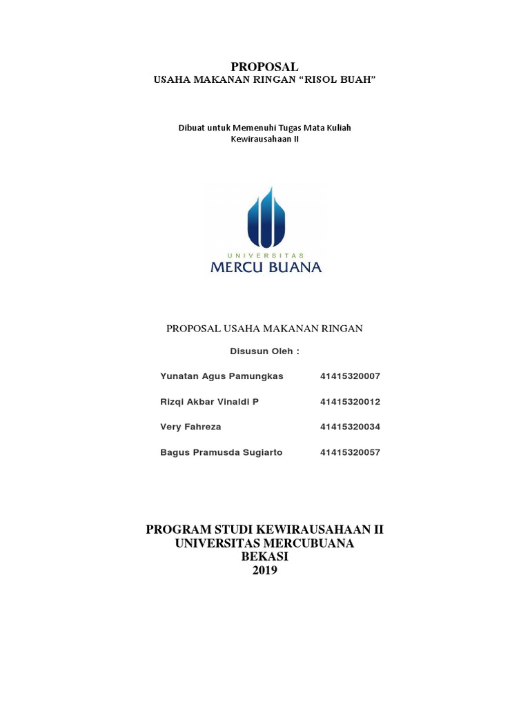 Proposal Usaha Risol Buah Mahasiswa | PDF