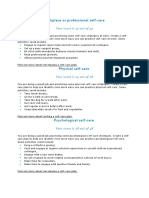 Self Care Assessment Form Results