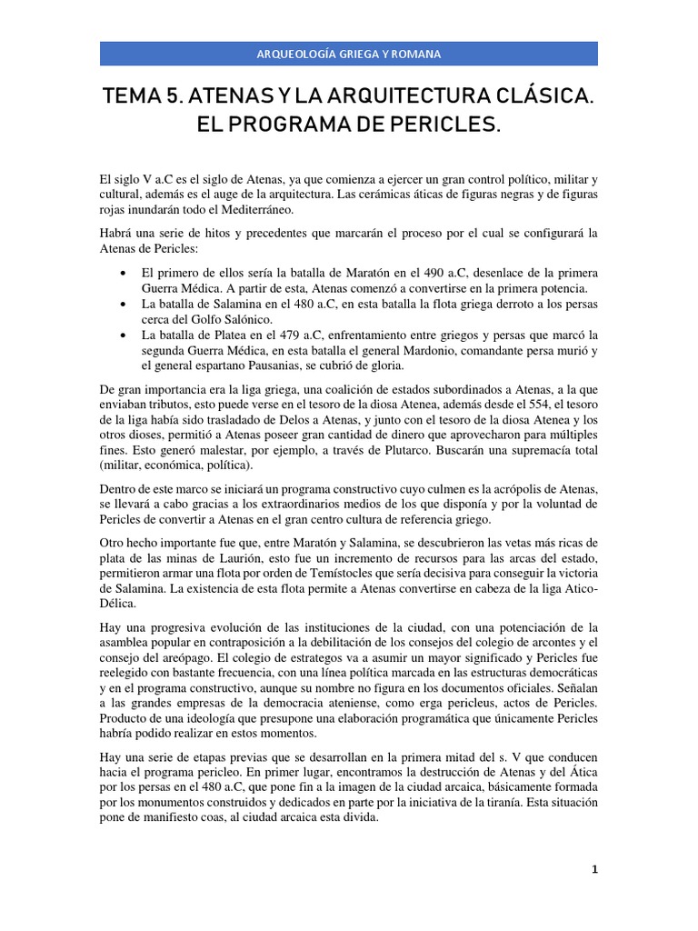 El Programa Constructivo de Pericles | PDF | Atenea | Antigua Grecia