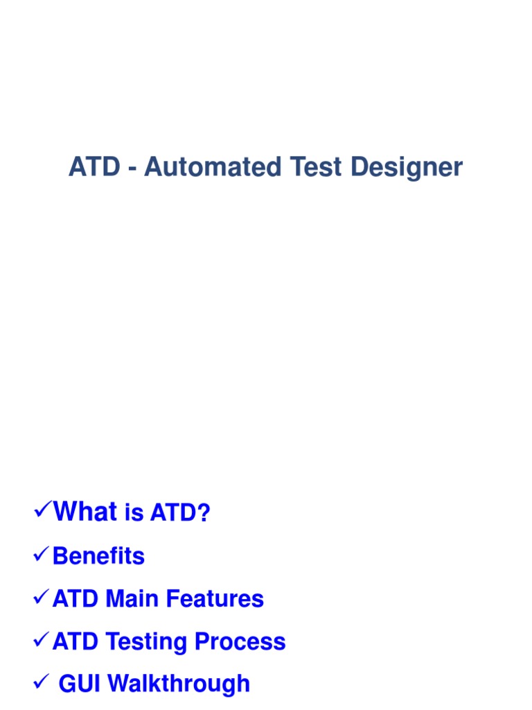 Automated Test Designer Overview | PDF