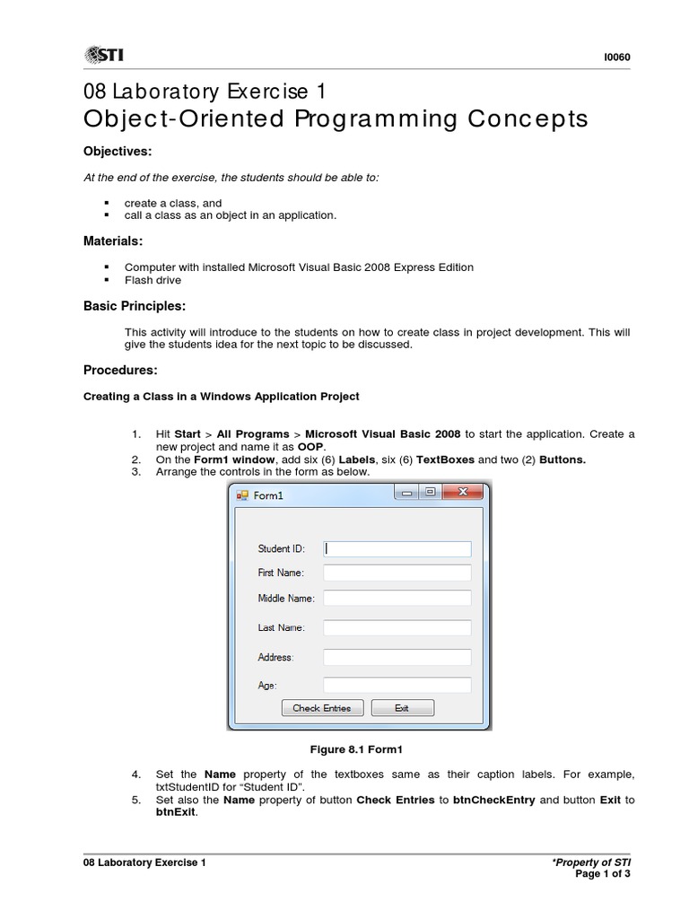 08 Laboratory Exercise 1 | PDF | Object Oriented Programming | Class ...
