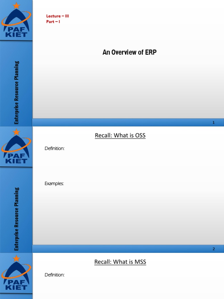 Lecture-III - Overview of ERP, BP - BF | PDF | Enterprise Resource ...