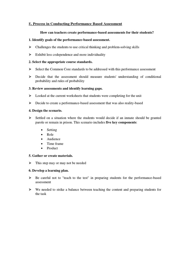Creating Performance-Based Assessments | PDF | Career & Growth
