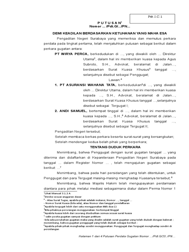 Format Putusan Perdata PDF