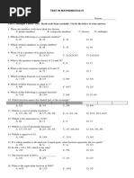 Test in Mathematics Iv