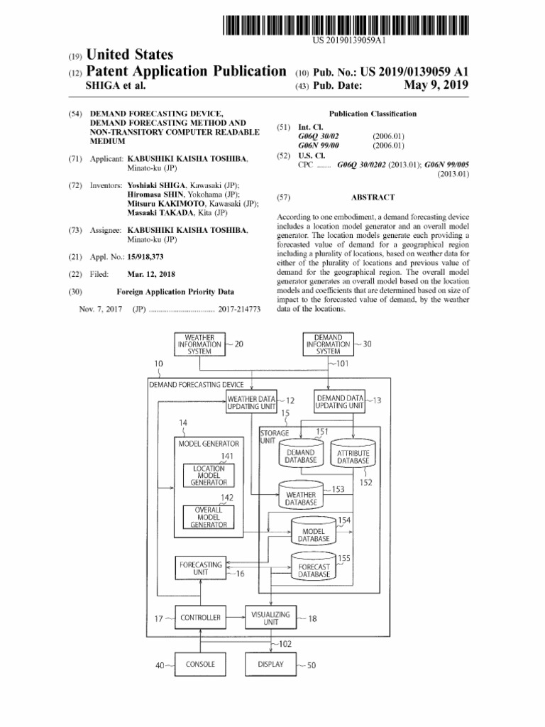 Patent Application Publication (10) Pub - No .: US 2019 / 0139059 A1 ...