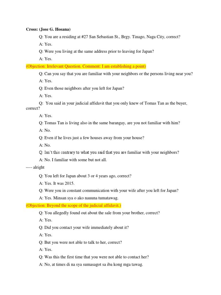 Plaintiff Cross Questions | Download Free PDF | Violence