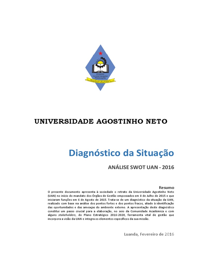 Diagnóstico SWOT da UAN - 2016 | PDF | Angola | Ensino Superior