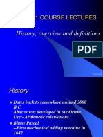 Acs 101 Course Lectures: History Overview and Definitions