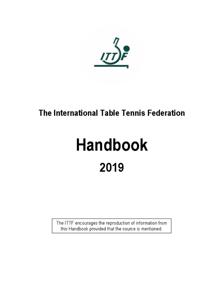 Handbook The International Table Tennis Federation PDF Table Tennis Ball Games